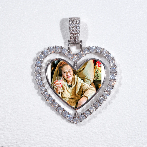 3D Spinning 2-Faced Heart Custom Picture Pendant