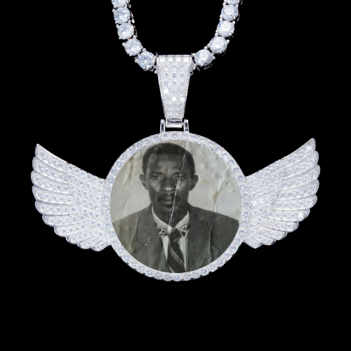 925S & VVS Moissanite 3D Wing Custom Picture Pendant