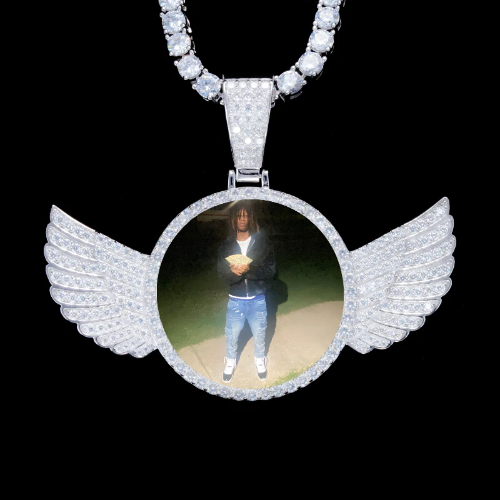 925S & VVS Moissanite 3D Wing Custom Picture Pendant