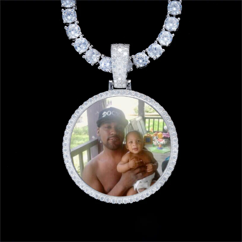 925S & VVS Moissanite 3D Circle Custom Picture Pendant