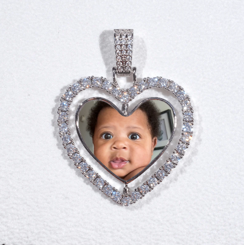 3D Spinning 2-Faced Heart Custom Picture Pendant