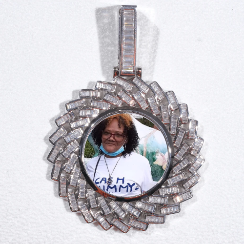 Large 3D Baguette Custom Picture Pendant