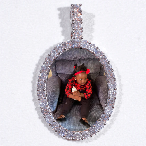 Large 3D Oval Custom Picture Pendant