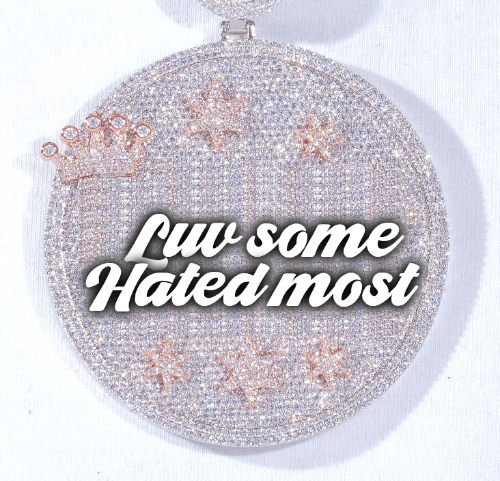 CUSTOM LETTER NECKLACE 3D BIG CROWN DISC