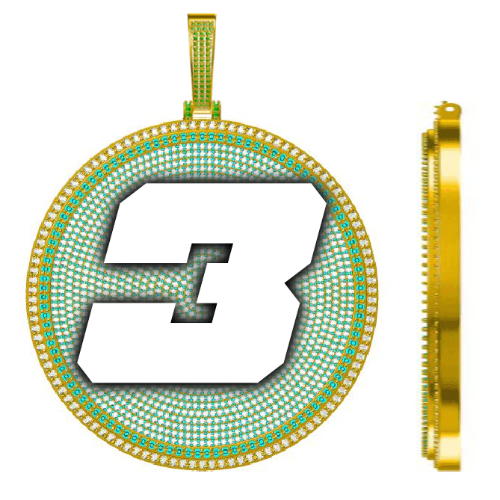 CUSTOM LETTER NECKLACE 3D BIG DISC