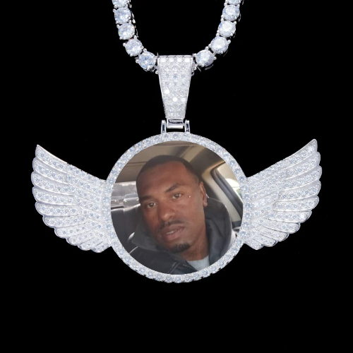 925S & VVS Moissanite 3D Wing Custom Picture Pendant
