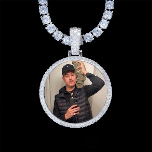 925S & VVS Moissanite 3D Circle Custom Picture Pendant