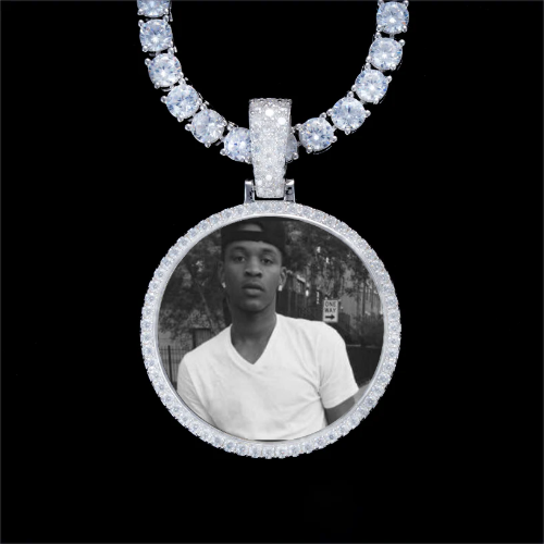 925S & VVS Moissanite 3D Circle Custom Picture Pendant