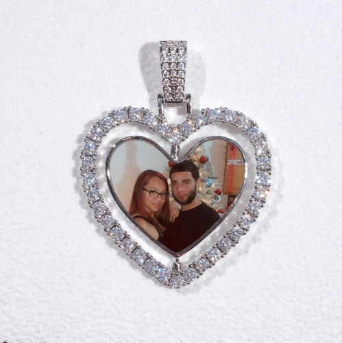 3D Spinning 2-Faced Heart Custom Picture Pendant