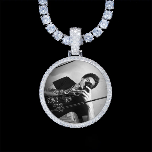 925S & VVS Moissanite 3D Circle Custom Picture Pendant