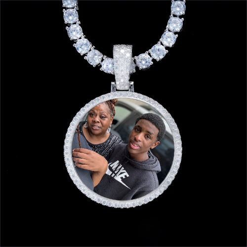925S & VVS Moissanite 3D Circle Custom Picture Pendant