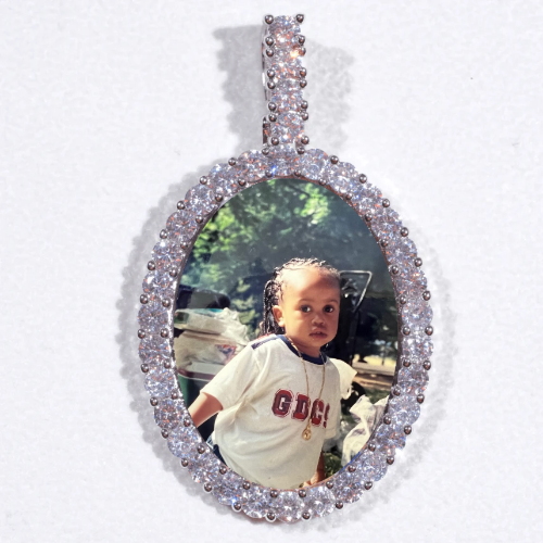 Large 3D Oval Custom Picture Pendant