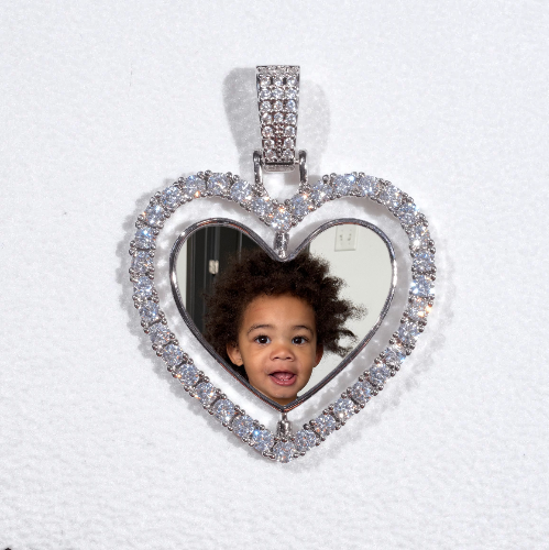 3D Spinning 2-Faced Heart Custom Picture Pendant