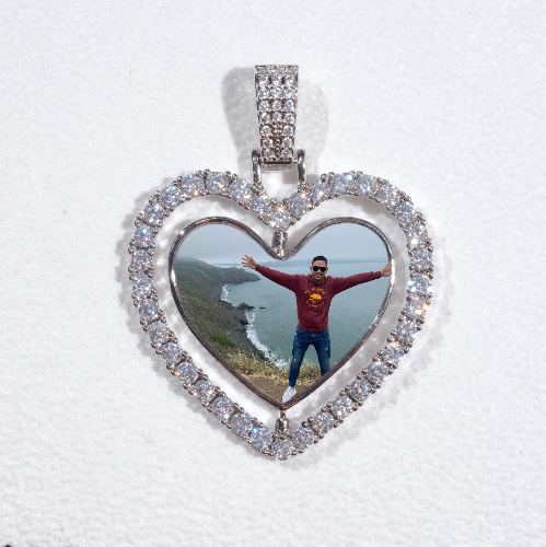 3D Spinning 2-Faced Heart Custom Picture Pendant