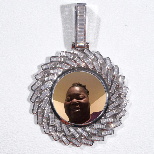 Large 3D Baguette Custom Picture Pendant