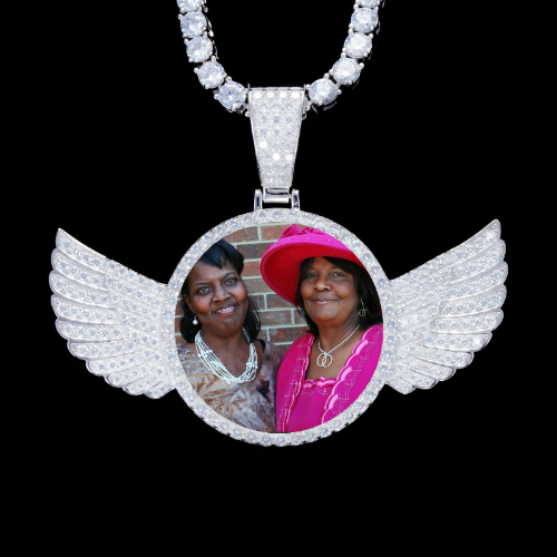 925S & VVS Moissanite 3D Wing Custom Picture Pendant