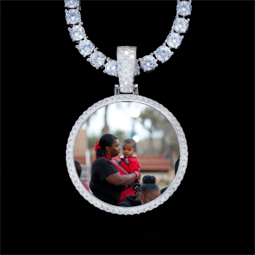 925S & VVS Moissanite 3D Circle Custom Picture Pendant