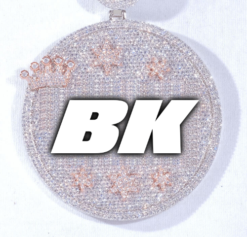 CUSTOM LETTER NECKLACE 3D BIG CROWN DISC