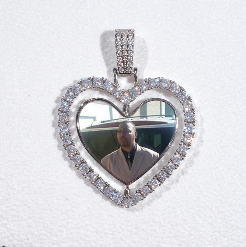 3D Spinning 2-Faced Heart Custom Picture Pendant