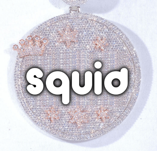 CUSTOM LETTER NECKLACE 3D BIG CROWN DISC