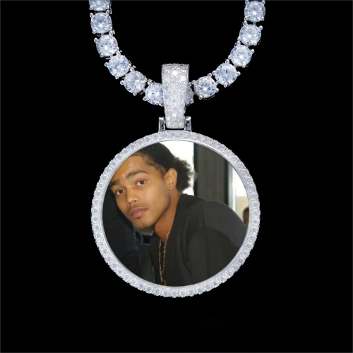 925S & VVS Moissanite 3D Circle Custom Picture Pendant