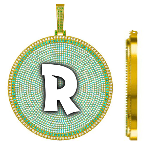 CUSTOM LETTER NECKLACE 3D BIG DISC
