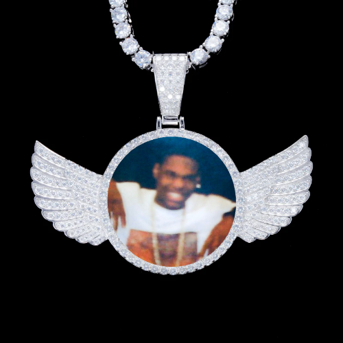 925S & VVS Moissanite 3D Wing Custom Picture Pendant