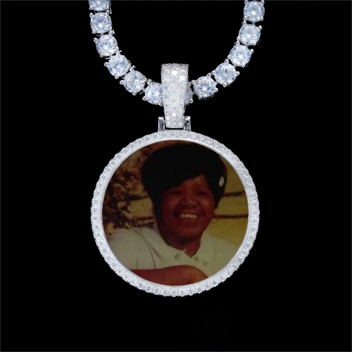 925S & VVS Moissanite 3D Circle Custom Picture Pendant