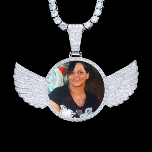 925S & VVS Moissanite 3D Wing Custom Picture Pendant