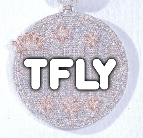 CUSTOM LETTER NECKLACE 3D BIG CROWN DISC
