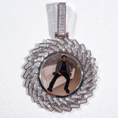 Large 3D Baguette Custom Picture Pendant