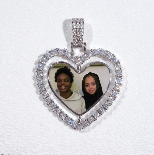 3D Spinning 2-Faced Heart Custom Picture Pendant