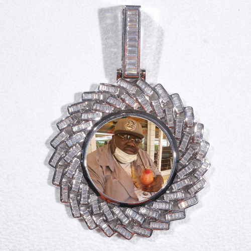 Large 3D Baguette Custom Picture Pendant