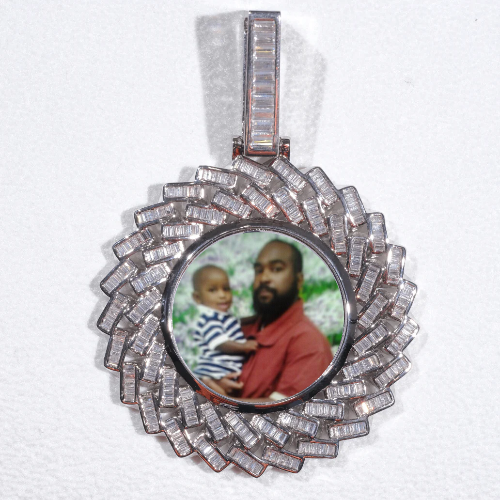 Large 3D Baguette Custom Picture Pendant