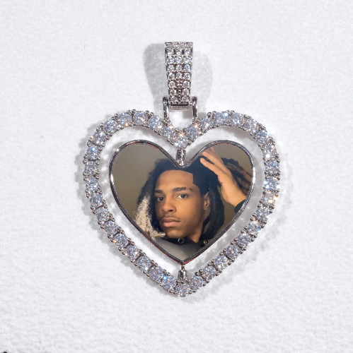 3D Spinning 2-Faced Heart Custom Picture Pendant