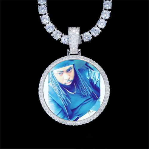 925S & VVS Moissanite 3D Circle Custom Picture Pendant