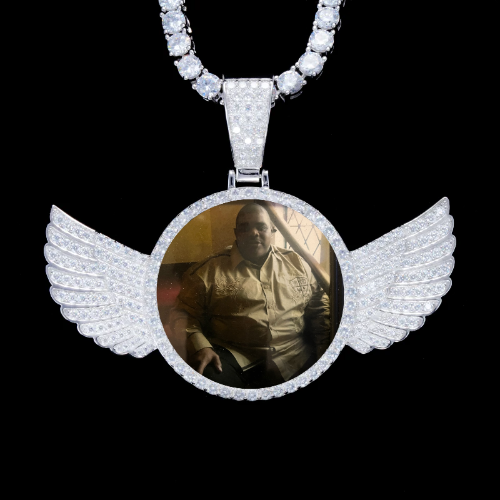 925S & VVS Moissanite 3D Wing Custom Picture Pendant