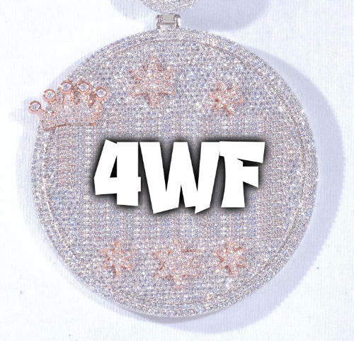 CUSTOM LETTER NECKLACE 3D BIG CROWN DISC