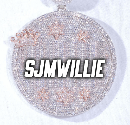 CUSTOM LETTER NECKLACE 3D BIG CROWN DISC
