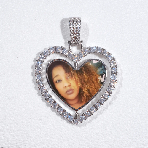 3D Spinning 2-Faced Heart Custom Picture Pendant