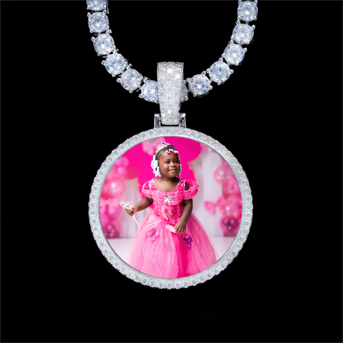 925S & VVS Moissanite 3D Circle Custom Picture Pendant