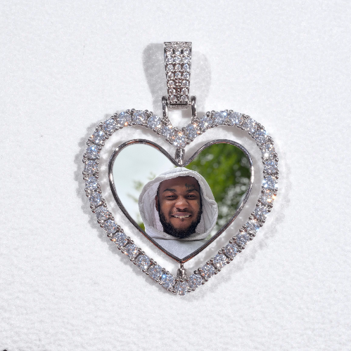 3D Spinning 2-Faced Heart Custom Picture Pendant