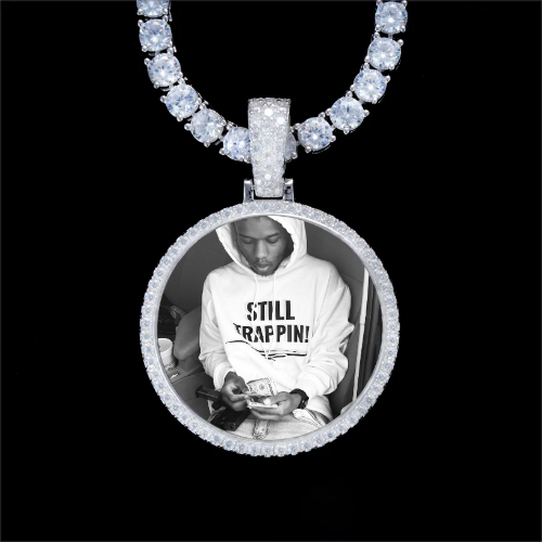 925S & VVS Moissanite 3D Circle Custom Picture Pendant
