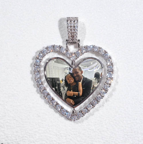 3D Spinning 2-Faced Heart Custom Picture Pendant
