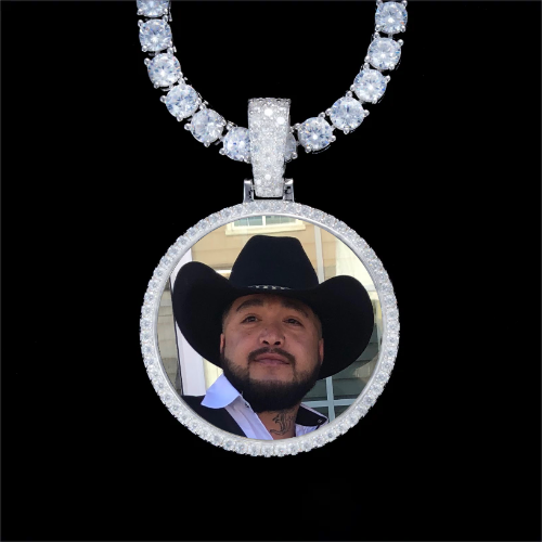 925S & VVS Moissanite 3D Circle Custom Picture Pendant