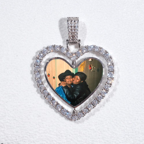 3D Spinning 2-Faced Heart Custom Picture Pendant