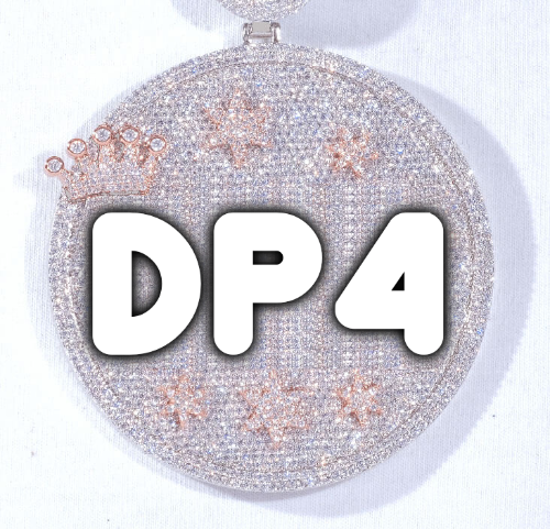 CUSTOM LETTER NECKLACE 3D BIG CROWN DISC