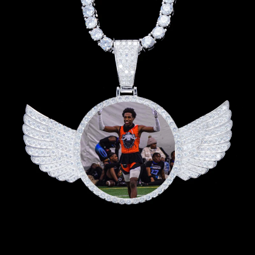 925S & VVS Moissanite 3D Wing Custom Picture Pendant