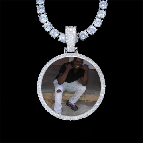 925S & VVS Moissanite 3D Circle Custom Picture Pendant
