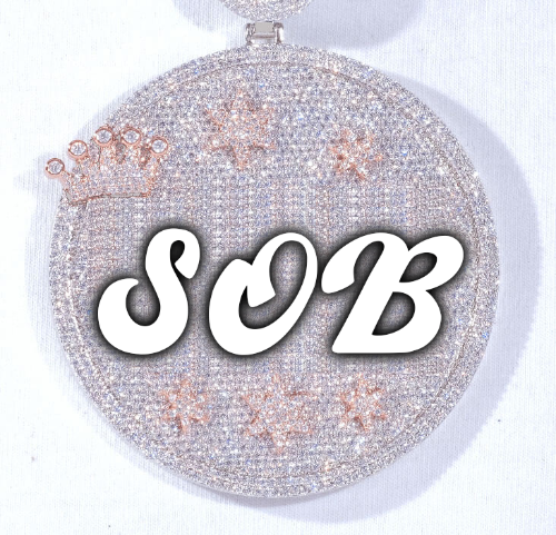 CUSTOM LETTER NECKLACE 3D BIG CROWN DISC